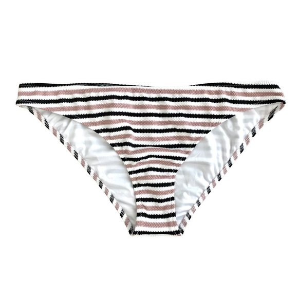 Shade & Shore Striped Pique Cheeky Bikini Bottom Bathing Swim S M - Picture 2 of 10